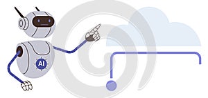 Robot Pointing to Cloud Concept Representing Artificial Intelligence and Cloud Computing Integration