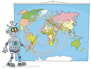 Robot in a political geography lesson at school
