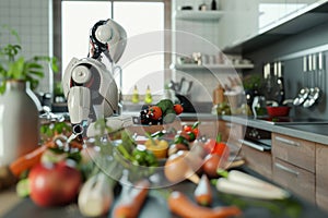 Robot Preparing Food in Kitchen