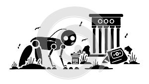 Robot Processing Data, AI Automation Analysis, vector design Generative AI