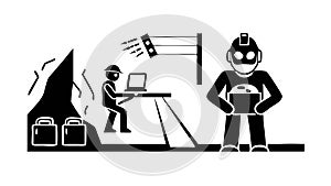 Robot Programmer Icon: AI Development Coding, vector design Generative AI