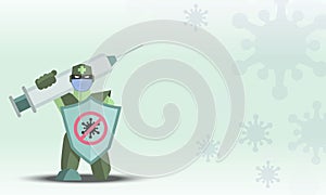 Robot Protect And Anti Virus Covid19 Corona Virus With Medical Cartoon - Vector
