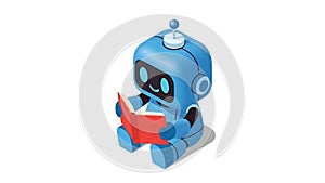 Robot Reading Book, AI Learning, Artificial Intelligence Concept