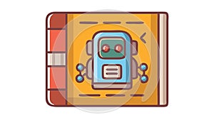 Robot Reading Book: AI Learning Educational Technology, vector design Generative AI