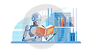 Robot Reading Book Artificial Intelligence Learning Vector, vector design Generative AI