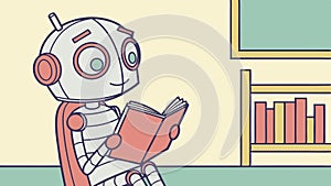 Robot Reading Book, Intellectual Android, Learning Robot, Future of Education, vector design Generative AI