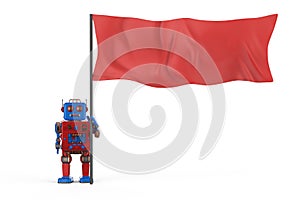 Robot with red flag