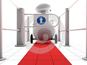 Robot on red path and gate