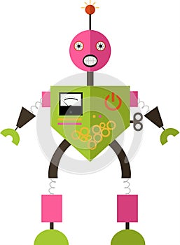 Robot repairman vector icon isolated on white