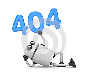 The robot rests and holding the numbers 404 - Page Not Found Error 404