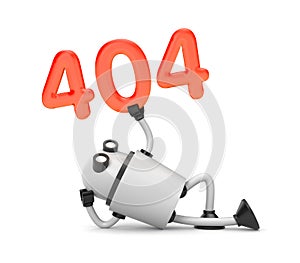 The robot rests and holding the numbers 404 - Page Not Found Error 404
