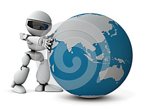 A robot that rolls the earth. The concept of domination by operating the world economy and politics by artificial intelligence.