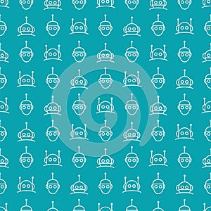 Robot seamless pattern on blue background