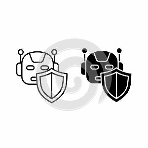 Robot Security Shield Icon Set