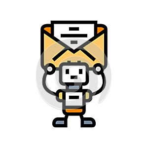 robot sending a message color icon vector illustration
