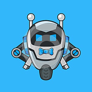 Robot servant with bow tie mascot cartoon style