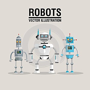 Robot set design. Technology concept. humanoid icon
