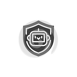 Robot with a shield vector icon