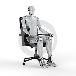 Robot sit on chair