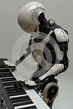 A robot that is sitting on top of a keyboard. Generative AI
