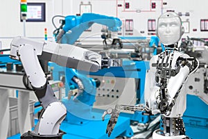 Robot in smart factory, Future technology concept