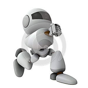 The robot sneaks away. Walk quietly, not to be noticed. photo
