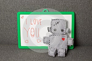 Robot Soft Toy. I Love You.