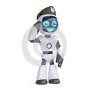 Robot solider, military robot 3d rendering on white background