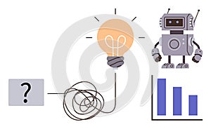 Robot Solving Problem with Light Bulb Idea and Graph Analysis