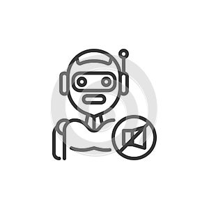 Robot sound mute line icon