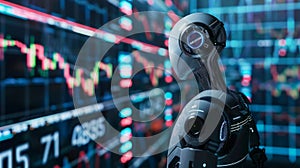 Robot Standing in Front of Wall of Stock