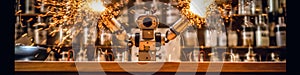 A robot that is standing in front of a window. Generative AI image.