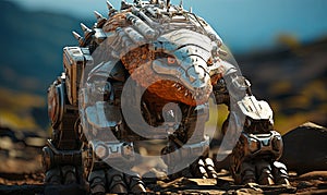 Robot Standing on Rocks