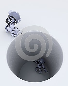 Robot stuck in a hole metaphor