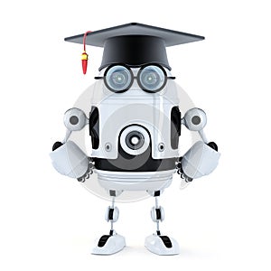 Robot student with mortarboard