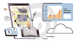 AI-Powered Robot Learning from Data Through Books and Digital Tools with Cloud Integration