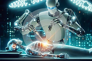 A robot surgeon performs medical operations.
