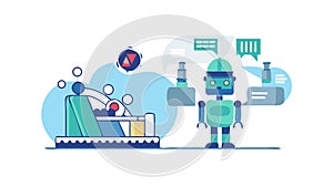 Robot Teamwork, AI Collaboration, vector design Generative AI