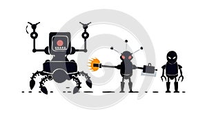 Robot Teamwork Vector: Collaborative AI Automation, vector design Generative AI