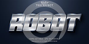 Robot text, shiny silver color style editable text effect