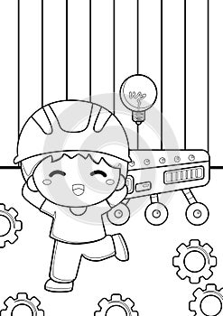 Robot theme coloring pages for kids and adult