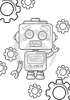 Robot theme coloring pages for kids and adult photo