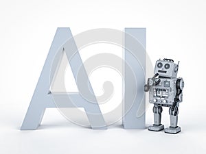 Robot tin toy with ai text