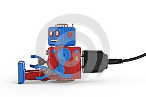 Robot tin toy with plug