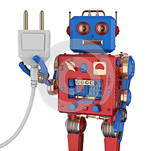 Robot tin toy with plug