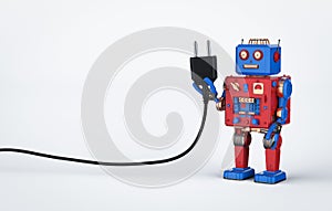 Robot tin toy with plug