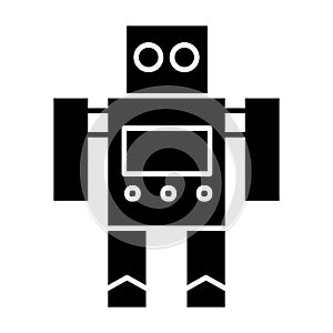 Robot toy solid icon. Cyborg vector illustration isolated on white. Toy glyph style design, designed for web and app