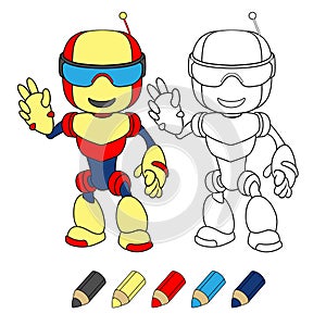 Robot toy. Vector coloring book illustration.