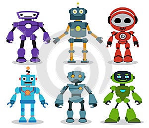 Robot toys vector cartoon characters set with modern and friendly looks