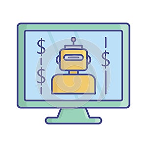 Robot trading flat vector icon which can easily modify or edit